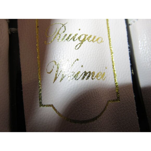 MARY JANE BLACK PATENT RHINESTONE EMBELLISHED BUCKLE LOLITA LOAFERS FLATS SZ 7 - Picture 10 of 10